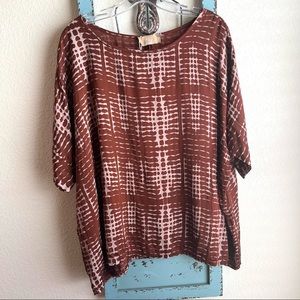 Free For Humanity Short Sleeve Silk Blend Blouse, NWT